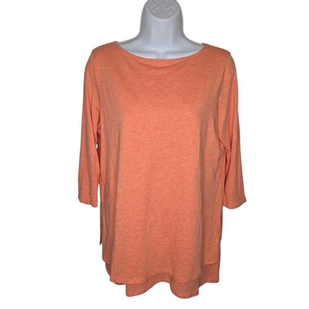 Pure Jill J. Jill Boat-Neck Layered Tunic Coral Heathered Pullover Top S Nwot